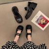 Women 2024 Black Mary Jane Shoes Ladies Autumn Fashion Double Buckle Strap Pumps Woman Patent Leather Thick Heels Party Shoes