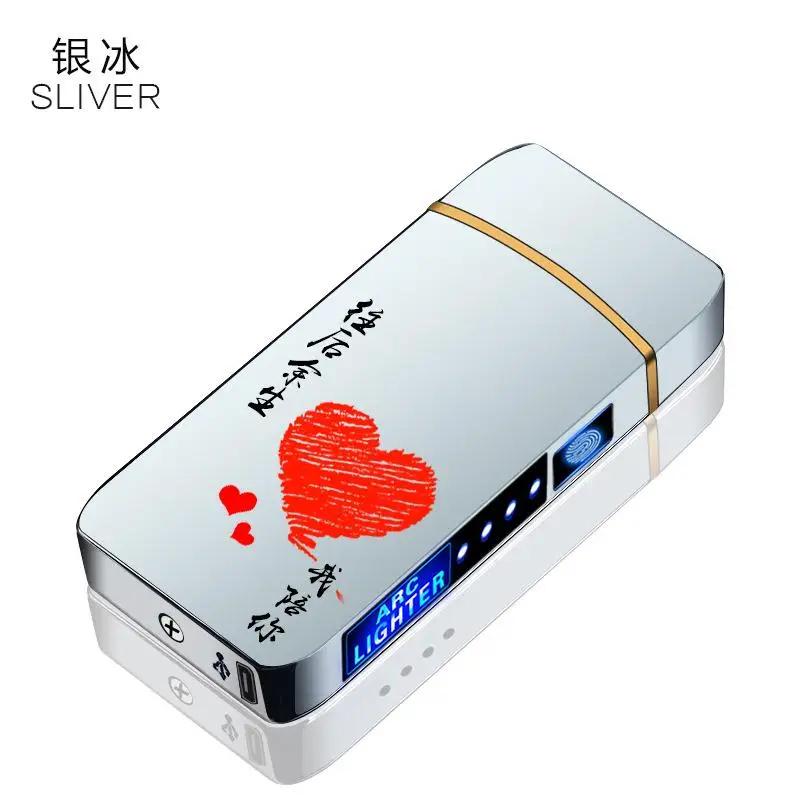 Роскошная ветрозащитная электрическая зажигалка с сенсорным управлением, двойная дуга, без пламени, USB-зарядка, зажигалка для свечей и ароматерапии, не содержит газа