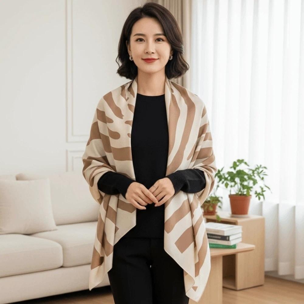 Breathable Stripes Square Headscarf Patterned Shawl Printed Silk Scarf 90 CM Square Scarf  Vacation