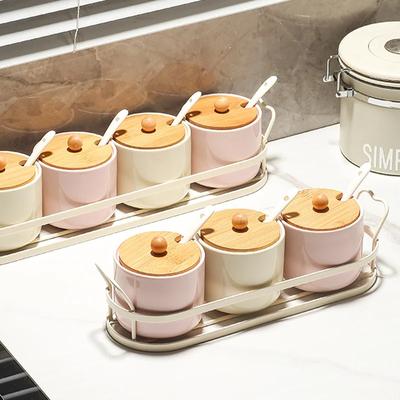 Домашняя керамическая коробка для приправ, набор банок для приправ, домашняя кухня, бутылка для приправ, ароматизированный перец, солонка, полка, кухонные принадлежности