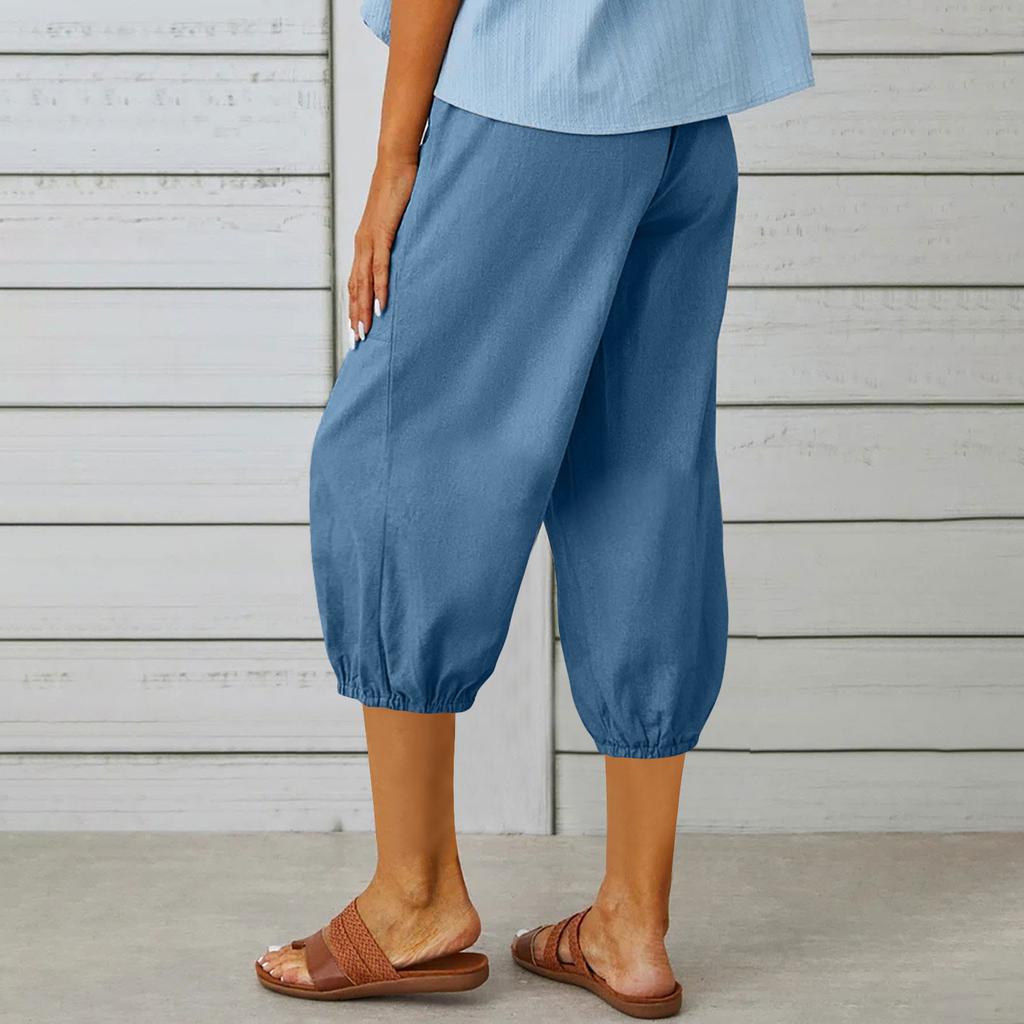 YYFS Women's Fashion Casual Solid Color Print High Waist Trousers Pants & Capris