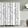Elegant Floral Black White Shower Curtain for Bathroom Decor Waterproof Fabric Print Home Decoration
