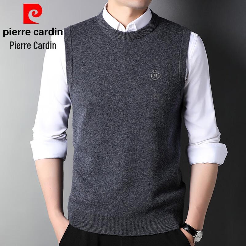 Pierre Cardin Мужской жилет из чистой шерсти с круглым вырезом