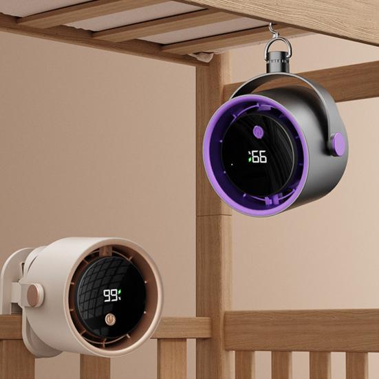 Настольный вентилятор с цифровым дисплеем, 100 скоростей, сильный воздушный поток, низкий уровень шума, 360-градусное вращение