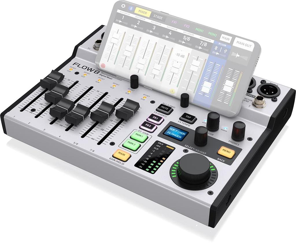 Behringer Digital Mixer 8 Channel USB Audio Interface Equipped with Bluetooth Remote Compatible FLOW 8 Control/Streaming