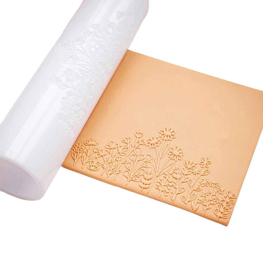 Акриловый ролик для полимерной глины для изготовления серег с цветочными узорами и ручкой с удобным захватом, текстурная форма под коровью шкуру, гончарный инструмент