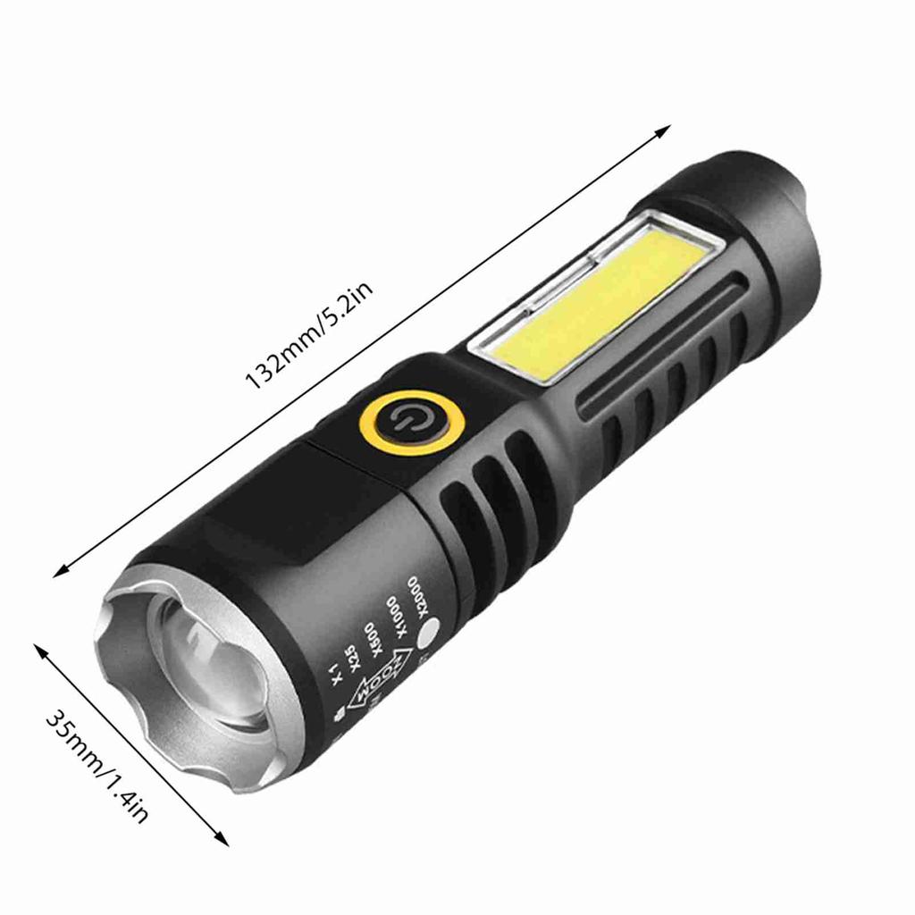 Dual Light Source Flashlight Portable High Brightness Light Outdoor Telescopic Focusing Adjustable Flashlight USB