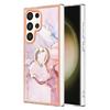 For Samsung Galaxy S24 Ultra Case with Ring Kickstand Marble Pattern Electroplating TPU Back Cover
