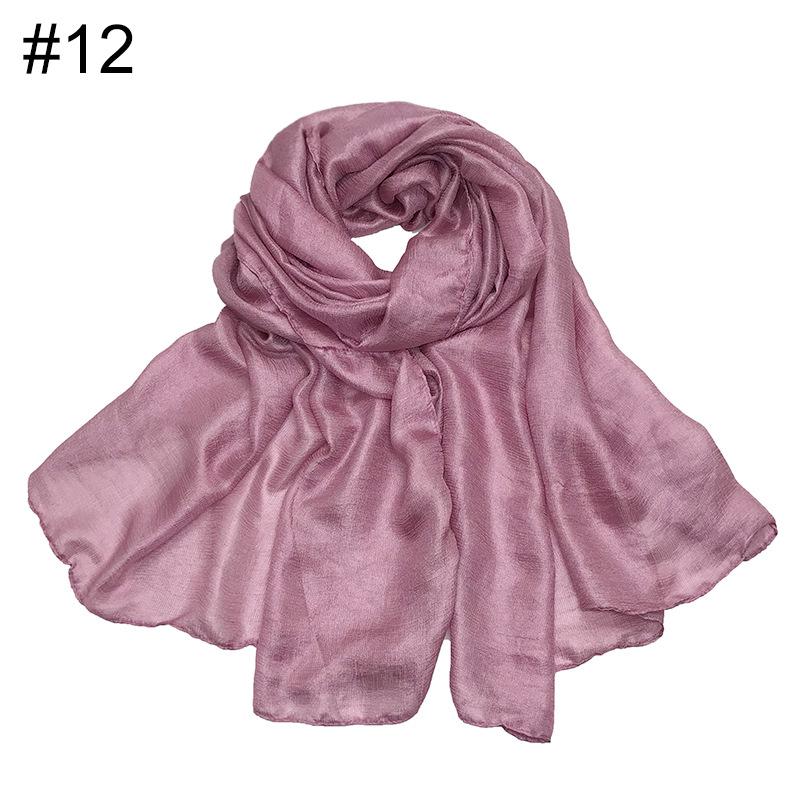 New Scarf Linen Solid Color Imitation Silk Soft Bag Head Shawl Scarf One Piece