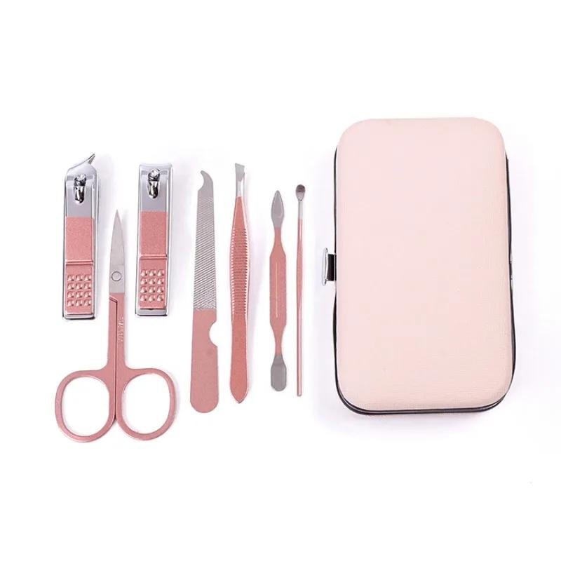 Nail Clippers Rose Gold 18piece Diagonal Exfoliating Stainless Steel Manicure Set Household Ear Spoon Scissors for Men and Women