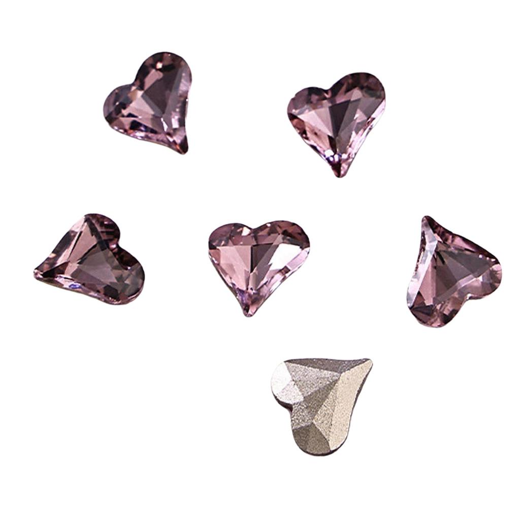 10 штук розовых блестящих стразов для украшения ногтей, смешанные формы, включая сердечки, квадраты, бабочки, капли, для DIY дизайна ногтей, дома, в салоне, для вечеринки
