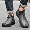 Fashion2024 New Arrival Men's Ankle Boots Mens Low Top Slip On Shoes Leather Fashion Walking Basic Boots Men All-match Mens Sneakers