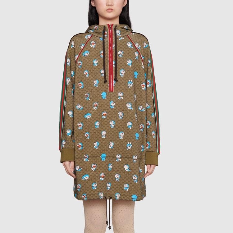 GUCCI x Doraemon Long Sleeved Dress Women's Brown 656650-XJDIE-2138