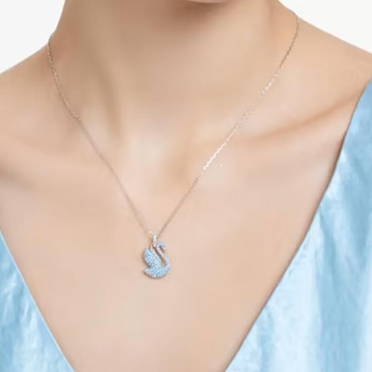 Swarovski Swan Pattern Crystal-Studded Necklace Women necklace Blue 5660594