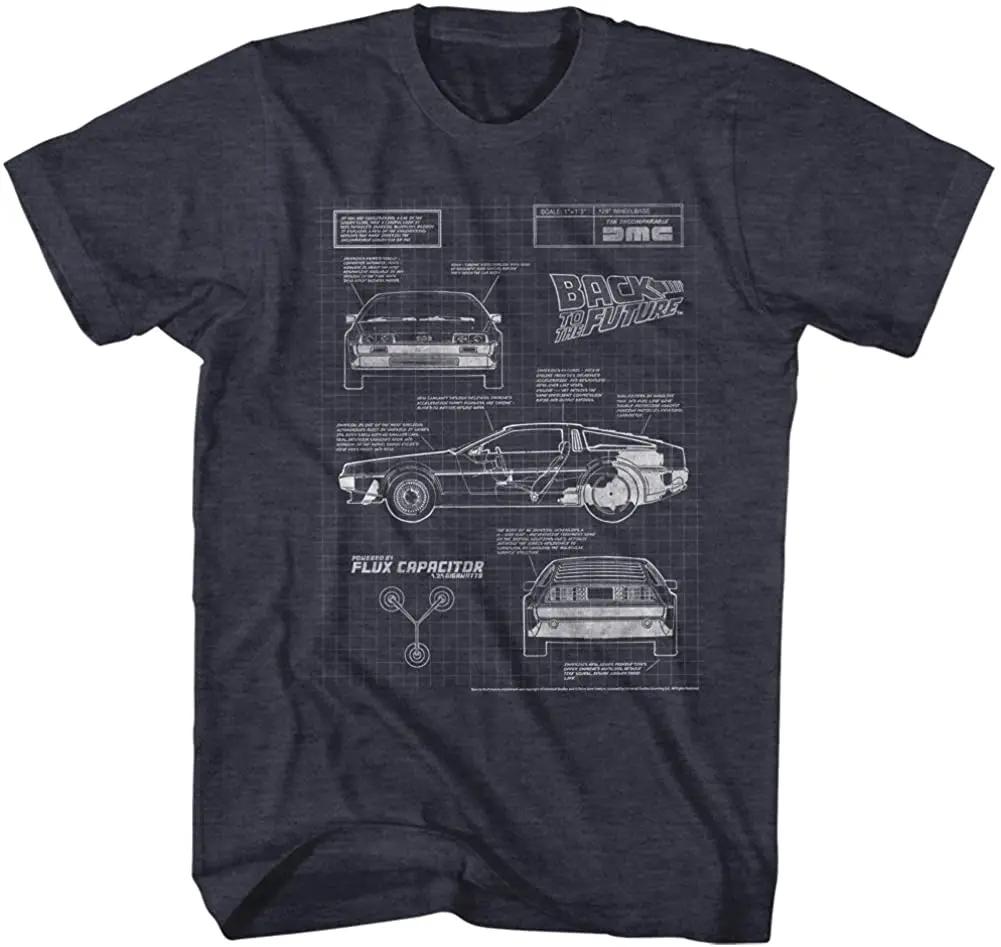 SciFi Film Back To The Future Time Machine Blueprint TShirt 100 Cotton ONeck Short Sleeve Casual Mens Tshirt Size S3XL