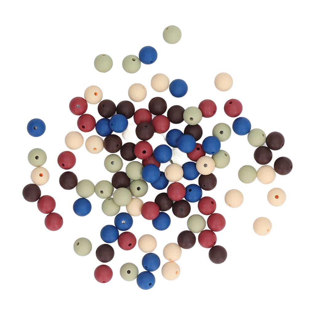 100pcs 9mm Silicone Beads DIY Round Multiple Colors Silicone Loose Beads for Necklaces Baby Toys Type A