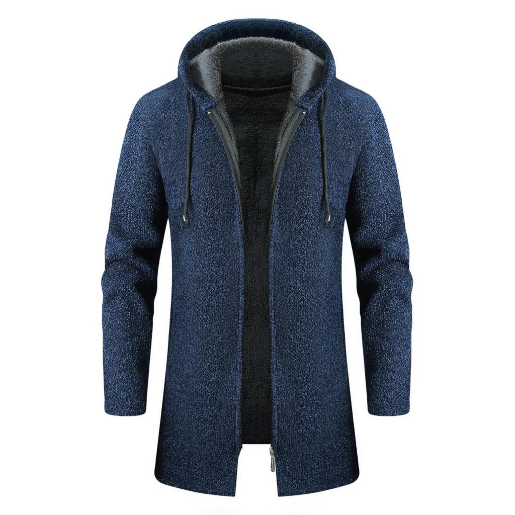 Men's Sweaters Coat Autumn Winter New Warm Zipper Medium Long Velvet Cardigan Sweaters Man Casual Knitwear Plush Sweatercoat Mens Clothes