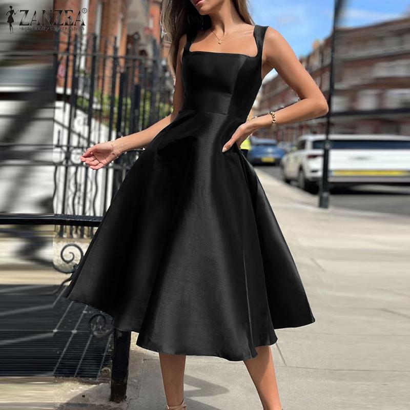 ZANZEA Women Summer Casual Sleeveless French Style Party Dress
