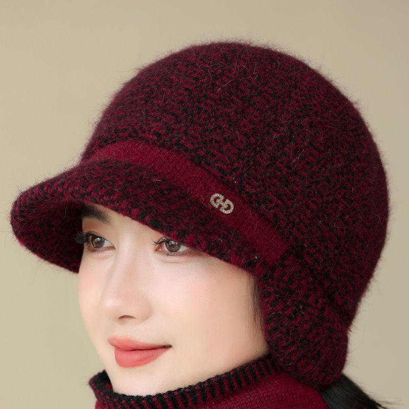 Зимняя вязаная шляпа-панама на флисовой подкладке для пожилых женщин