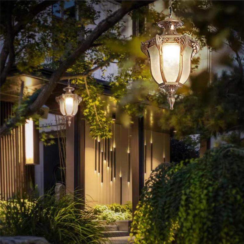 American Retro Outdoor Waterproofing Pendant Lamp Nordic Garden Courtyard Chandelier Lamps Aesthetic Room Decor LED Lights