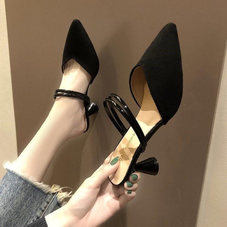 Женские босоножки с острым носком и шипами на каблуках-шпильках из эластичной ткани с сетчатой воздушной прослойкой, однотонные повседневные женские шлепанцы, без застежек, внешняя обувь