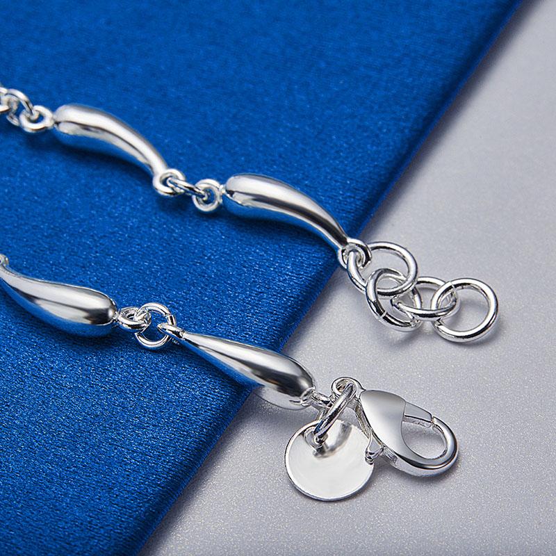 Fashion 925 Sterling Silver 8 Inches Drop Chain Bracelet Women Wedding Charm Jewelry Party Accessories