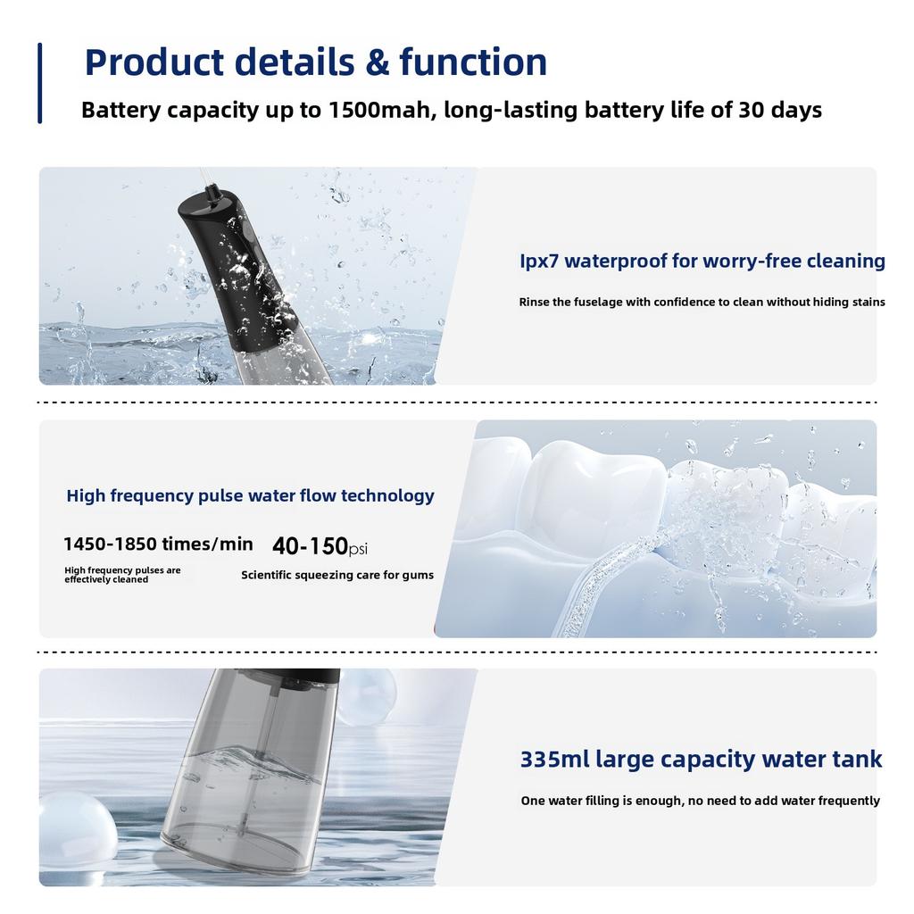 Новый большой резервуар для воды, электрический ирригатор для зубов, ирригатор для воды, портативный ирригатор для полости рта, ирригатор для зубов, бытовой