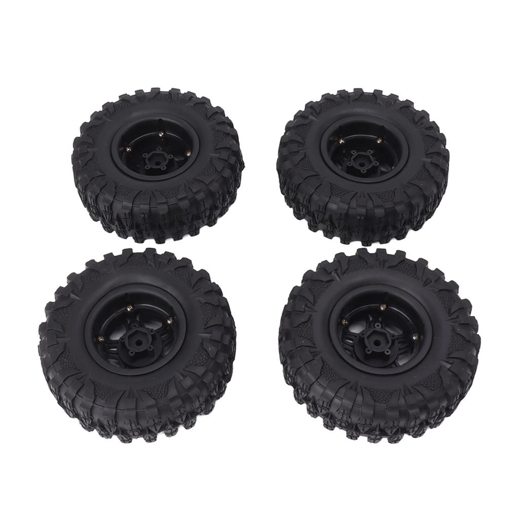 4PCS RC Tires 2.2in Black Rubber Simple Installation Wear Resistant RC Car Replacement with Plastic Rim for 12mm Hex RC Car