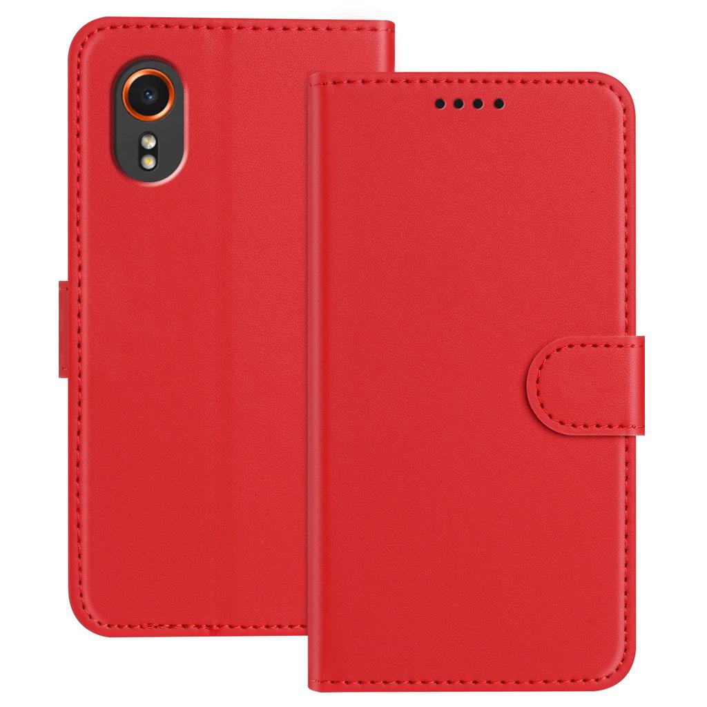 For Samsung Galaxy Xcover7 Leather Case Wallet Stand Solid Color Anti Drop Phone Cover