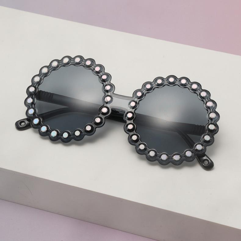Kids Pearl Scallop Round Sunglasses Colorful Transparent Frame UV Protection Cute Shades For Girls Party KJ183