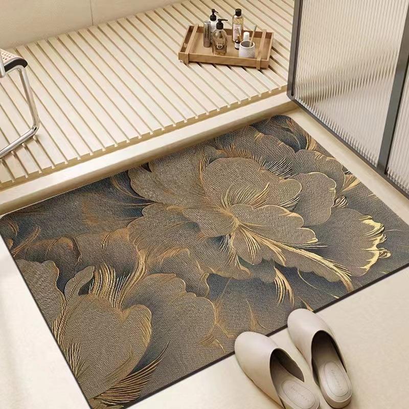 Легкий Роскошный Цветочный Дверной Коврик Супер Впитывающий Диатомовая Грязь Коврик для Ванной Комнаты Коврик для Кухни Противоскользящий Домашний Ковер для Прихожей