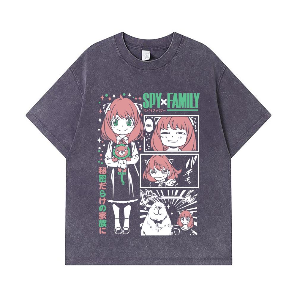 275 GSM Washed T-shirts 100% Cotton Spy x Family V4 Anya Print Unisex Heavy Cotton T Shirt