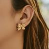 Vintage Bow Design Gold Plated Earrings For Women