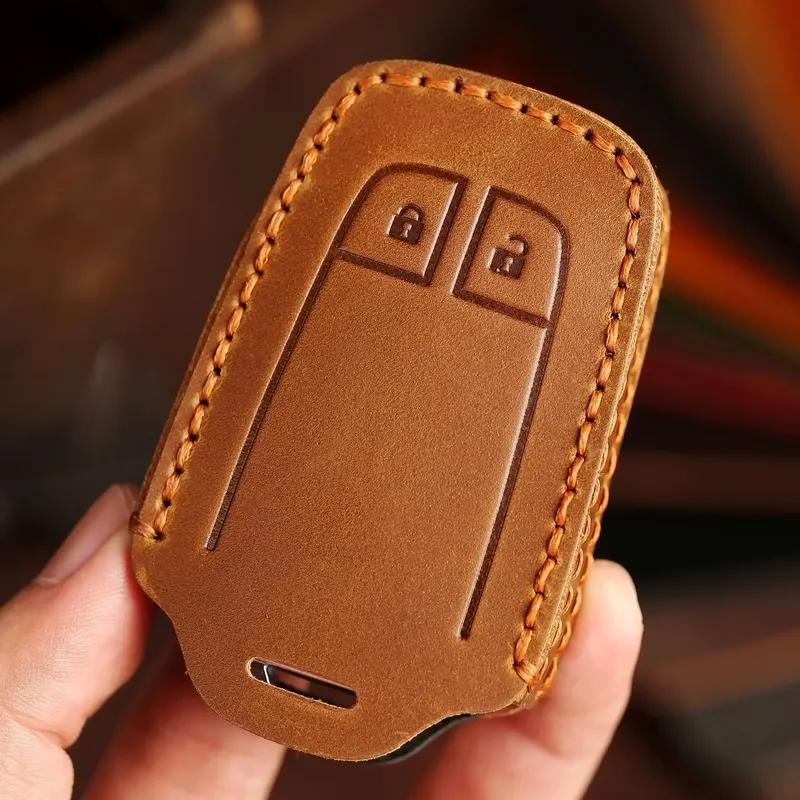 Leather Car Key Case Cover Holder Keychain Shell for Isuzu D MAX MUX Truck DMAX 2015 2016 2017 2018 Remote Key Cover