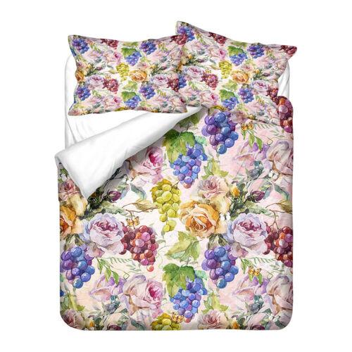 Grapes Wine Blueberry Rose Flower Bedding Duvet Doona Quilt Cover Holiday Gift