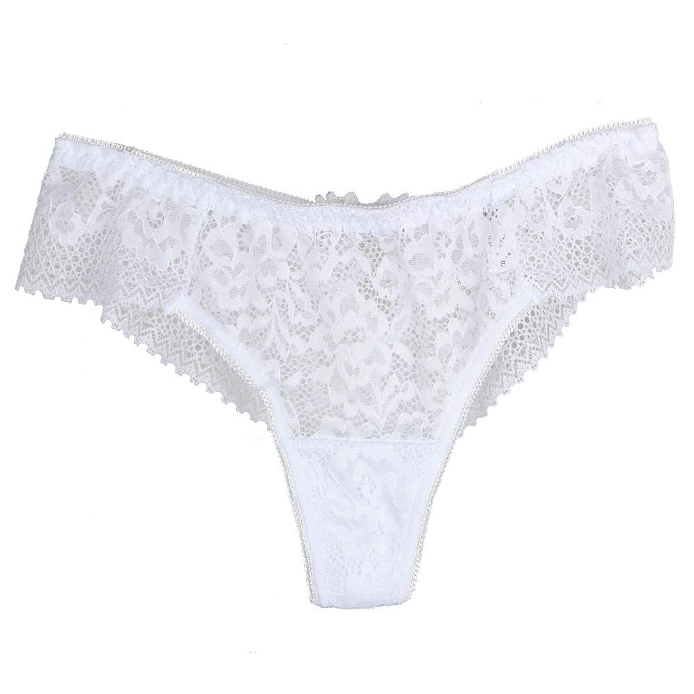 Sexy Mid-waist Lace Panties with Hollow Back Embroidery for Women