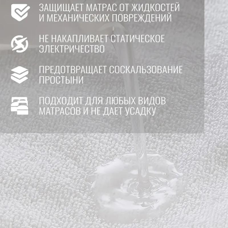 Водонепроницаемый чехол на матрас из махровой ткани, белый, 50% хлопок/50% полиэстер, с резинкой, подходит для высоты до 32 см