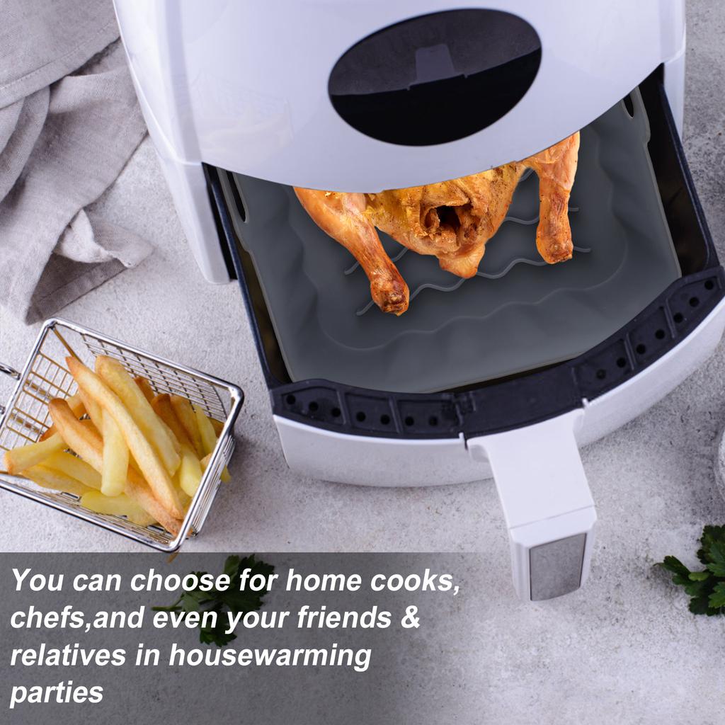 Silicone Air Fryer Liner Square Wave Pattern Heat Resistant Oven Liners with Oven Gloves