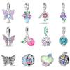 Fashion Copper Spring Colorful Butterfly Flowers Charms Beads Fit Qikaola Original Bracelets Fine Diy Jewelry