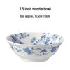 Керамическая миска Mino Ware, расписанная вручную в сине-белых тонах - Японская рельефная посуда для суши и супа.
