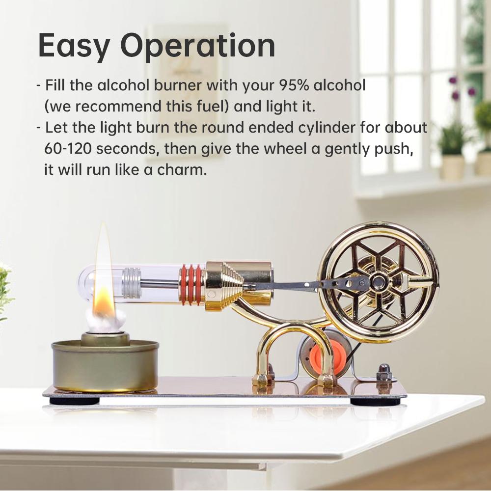 Hot Air Stirling Engine Motor Model Electricity Generator Motor with LED Bulb Six-pointed Star