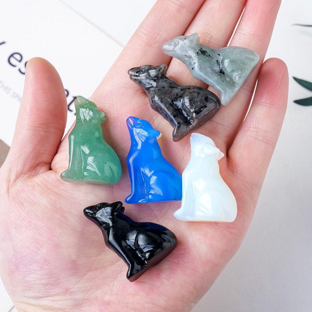 Natural Crystal Little Wolf Crafts Animal Ornament Multi-purpose Crystal Wolf Statue Home Decor