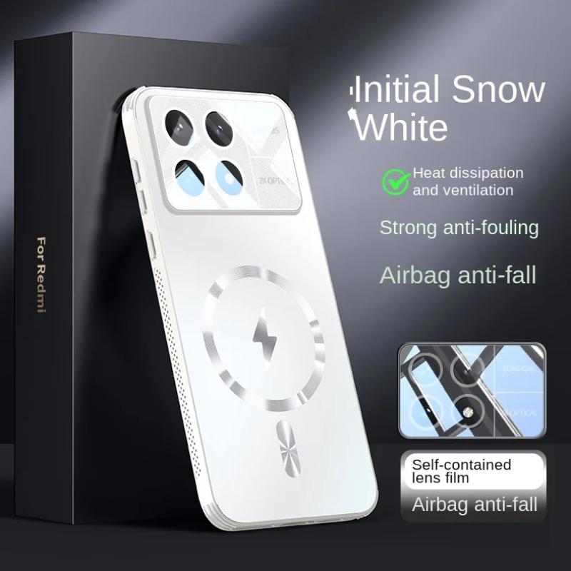 For Magsafe Case for POCO F6 Pro Matte Frosted Shockproof Lens Protection Phone Cover for POCO F6 Pro Wireless Charging Cases