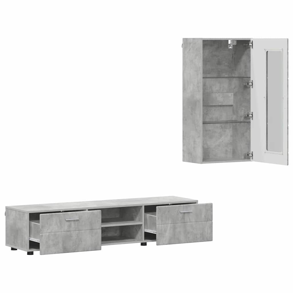 FLORIN 3 Piece TV Cabinet Set with Shelf Concrete Grey Engineered Wood