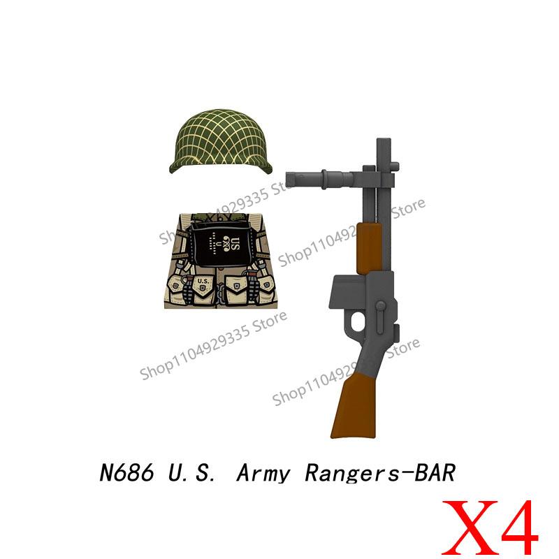 N683-688 N701-706 US Army Soldier Figures Building Blocks Ranger Vietnam Infantry Grunt Gun Helmet Accessories Bricks Toys Gifts