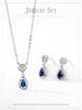 Moissanite 925 Sterling Silver Simple Blue Droplet Shaped Pendant Necklace Earrings Fashion Versatile Elegant Jewelry Gift Set