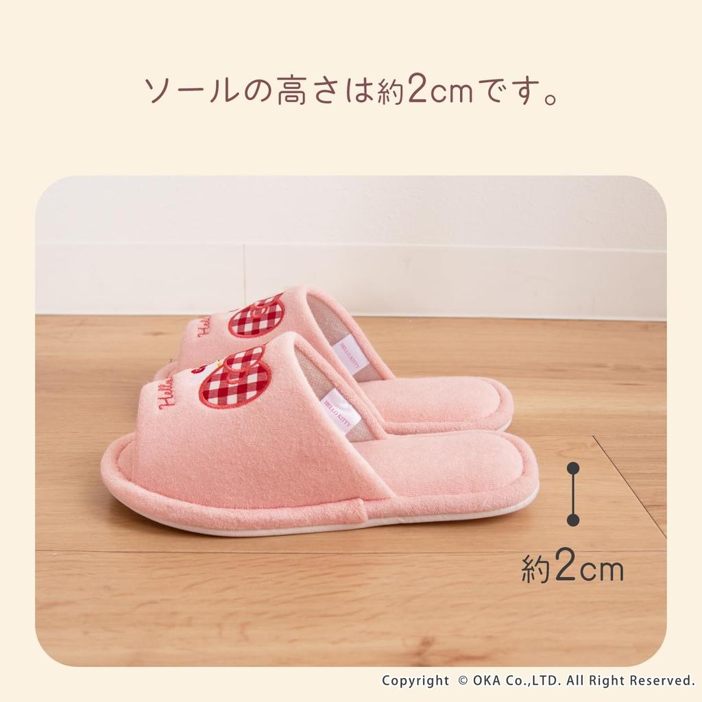 OKA Sanrio Characters Scrunchie Washable Slippers Pink Hello (Hello Kitty) (Cute Kitty)