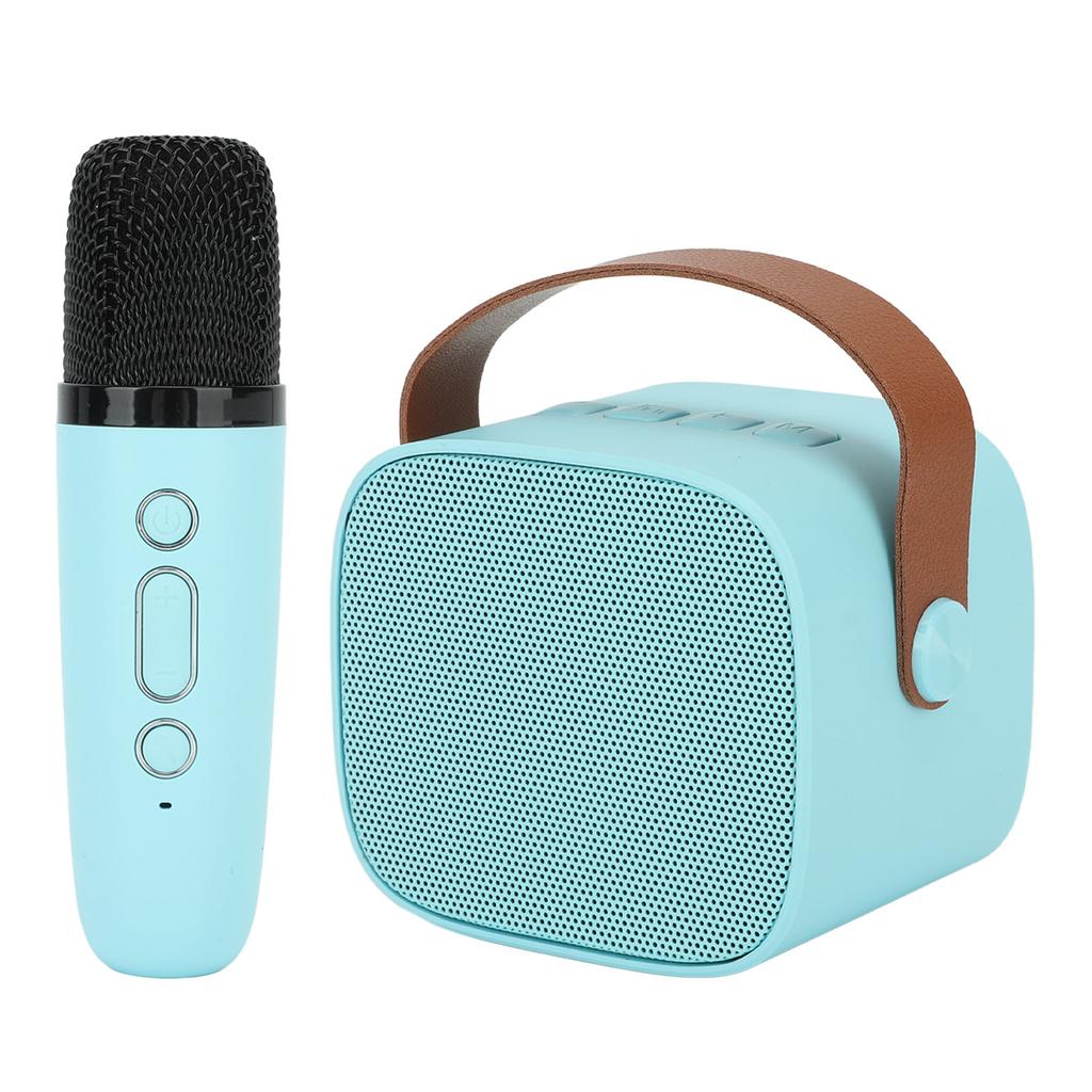Мини-караоке-машина с беспроводным микрофоном, портативная Bluetooth-колонка для детей и взрослых, синяя