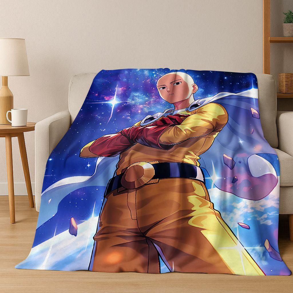 Аниме One Punch Man Сайтама Мультяшная Мультяшная Фланелевая Одеяло, Уютное Мягкое Плед для Дома Спальни Кровати Дивана Пикника Покрытие Дети