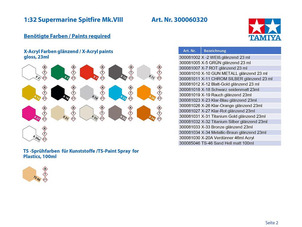 Tamiya Aircraft Series Royal Air Force Supermarine Spitfire Plastic Model 60320 1/32 No.20 Mk.VIII